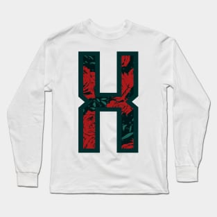 Modern Rose Floral Initial Name Alphabet - Letter X Long Sleeve T-Shirt